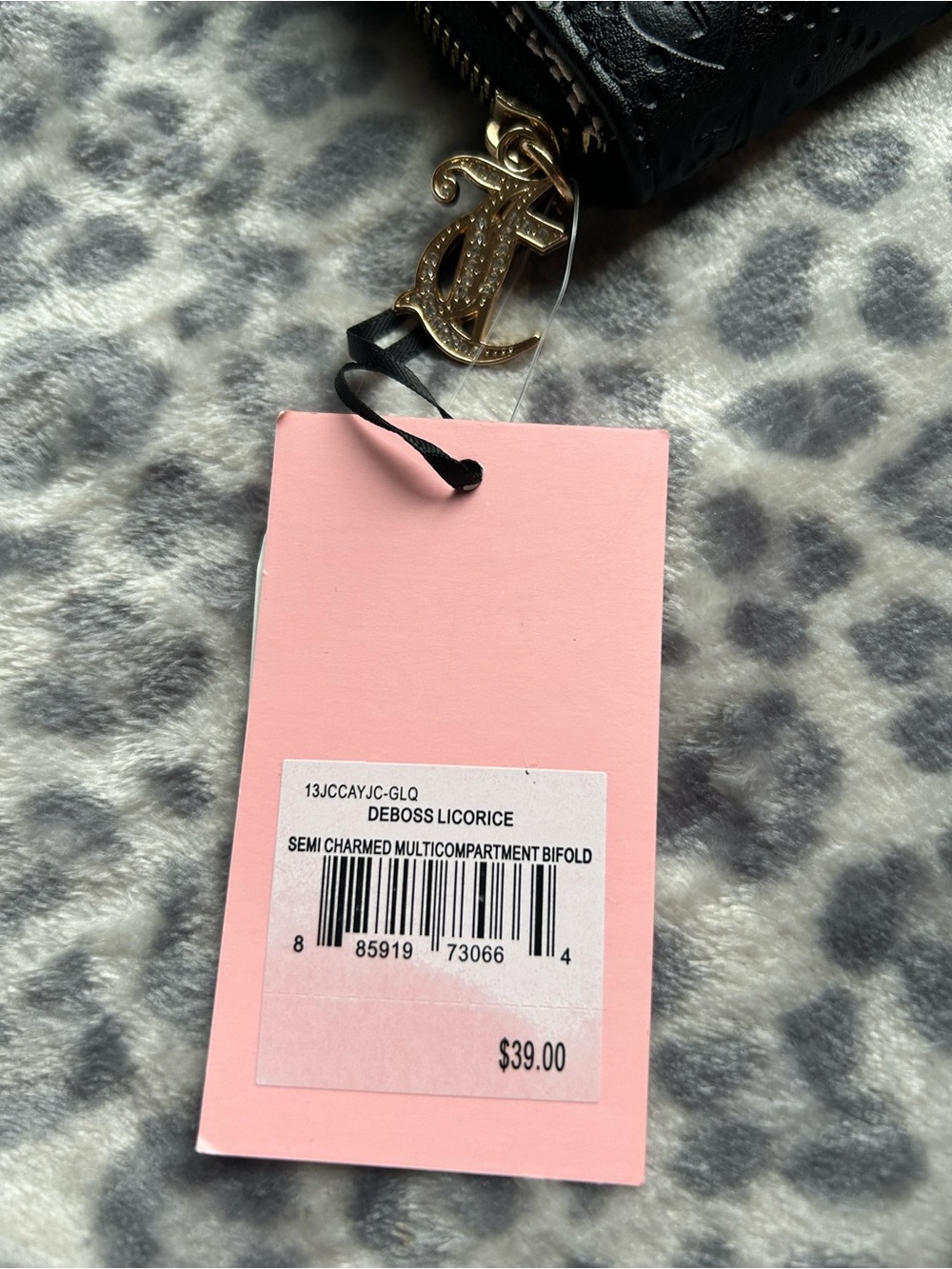 Juicy Couture Liquorice Deboss Semi Charmed Bifold Black Wallet - Picture 4 of 5